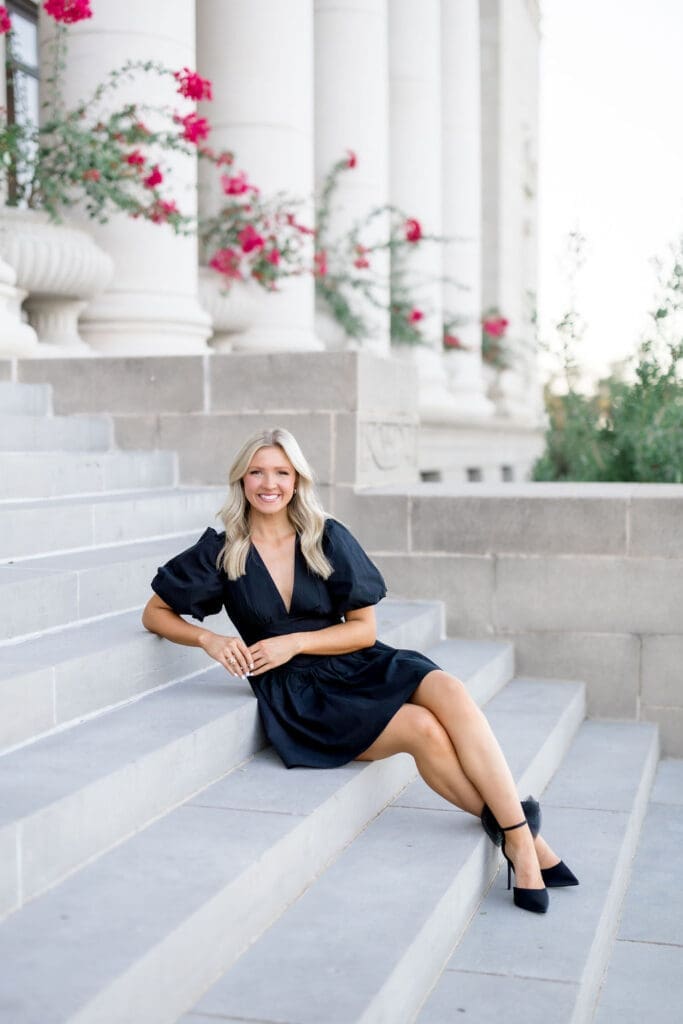 College Station photographer captures Texas A&M Administration Building graduation portraits