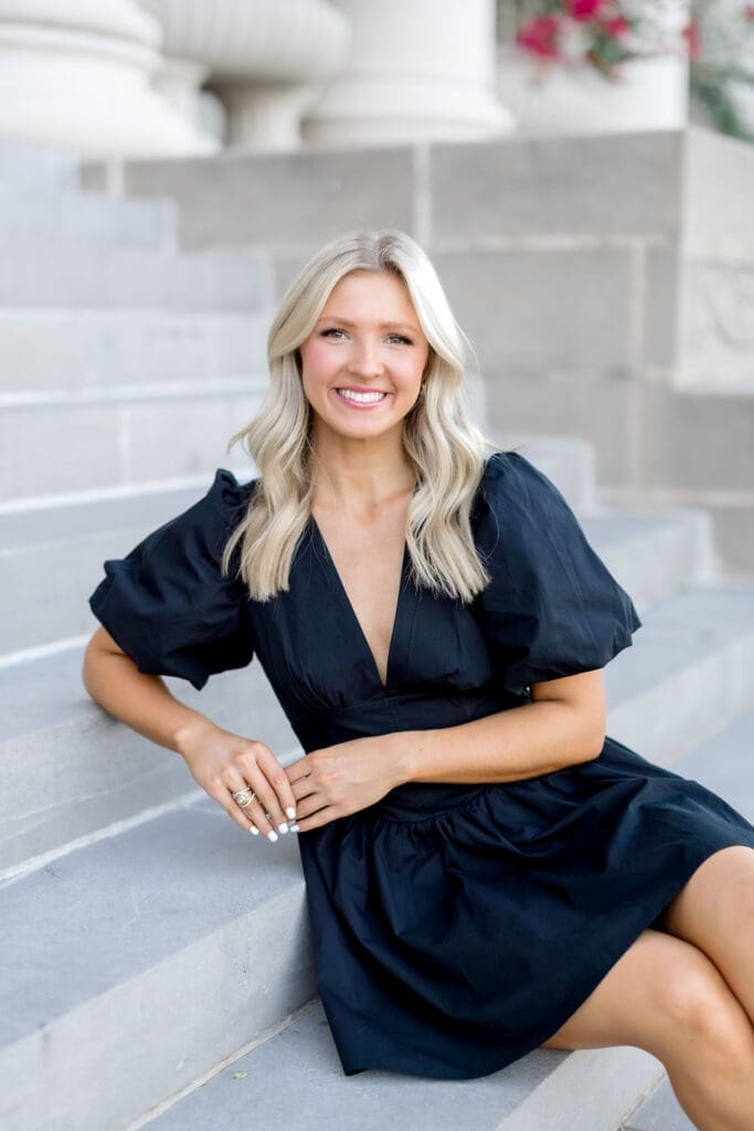 College Station photographer captures Texas A&M Administration Building graduation portraits