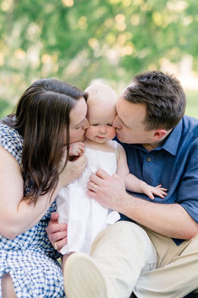 Golden hour family portraits at Cy-Hope with soft sunset lighting