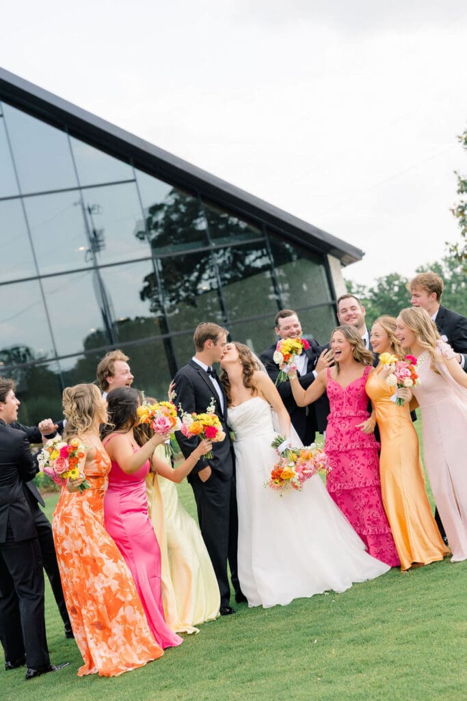 Wedding party photos at Camp Hosea reception venue