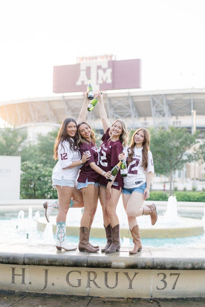 Texas A&M Association of Former Students fountain graduation photo