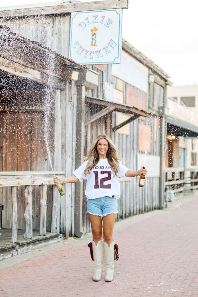 Aggie grad photo location at Northgate and Dixie Chicken